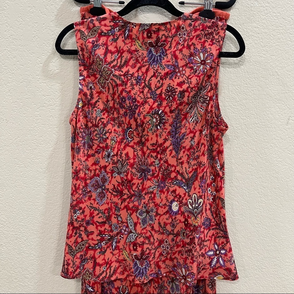 Y2K LinQ Los Angeles Women's Ruched Floral 100% Silk Set Sz L Boho Cottagecore - Picture 2 of 10